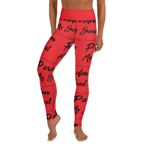 Signature Graffiti Yoga Leggings - Red/Black Sizes XS-XL