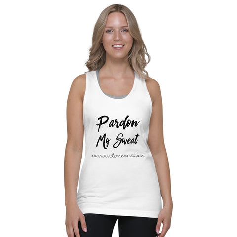 Signature Classic tank top (unisex) White/Gray with Black Sizes XS-XL