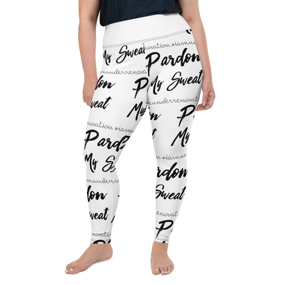 Signature Graffiti Plus Size Leggings - White/Black Sizes 2XL-6XL
