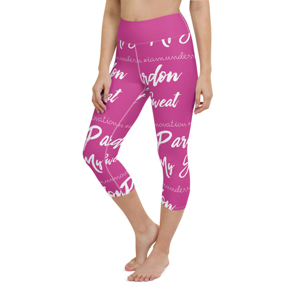 Signature Graffiti Yoga Capri Leggings -Pink/White Sizes XS-XL