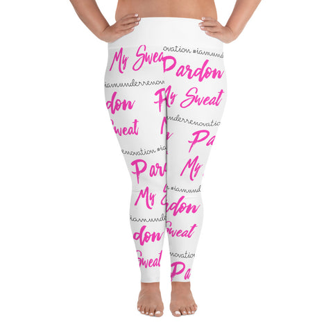 Signature Graffiti Plus Size Leggings - White/Pink Sizes 2X-6XL