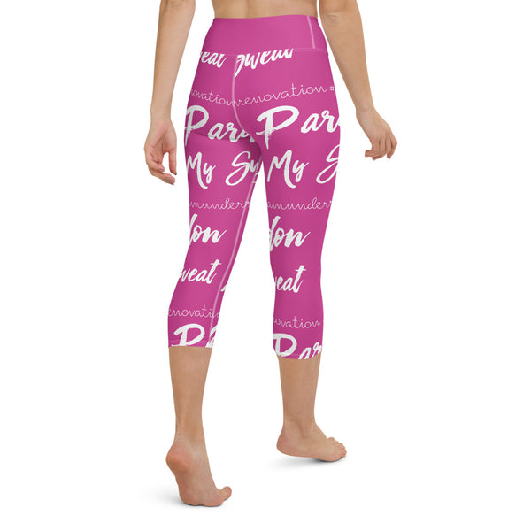 Signature Graffiti Yoga Capri Leggings -Pink/White Sizes XS-XL