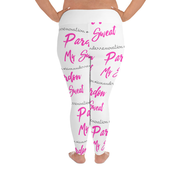 Signature Graffiti Plus Size Leggings - White/Pink Sizes 2X-6XL