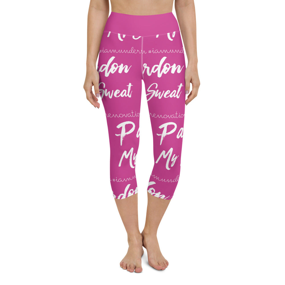 Signature Graffiti Yoga Capri Leggings -Pink/White Sizes XS-XL