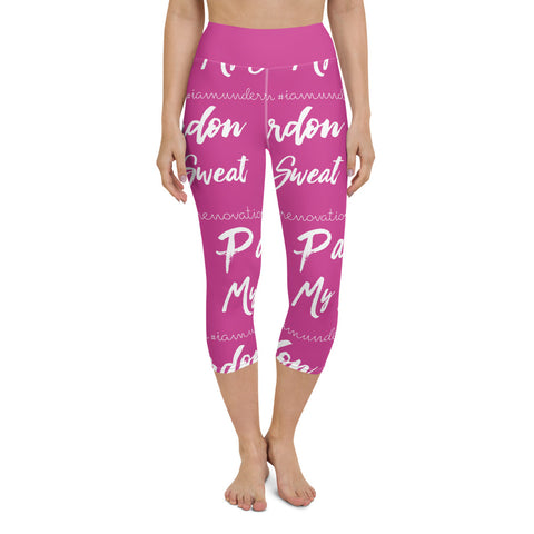 Signature Graffiti Yoga Capri Leggings -Pink/White Sizes XS-XL